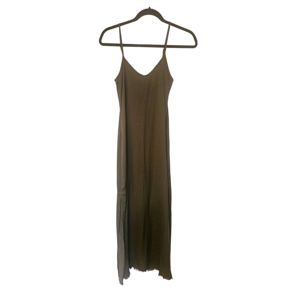AERIE Khaki Olive Green Satin Slip Dress XXS NWT AE